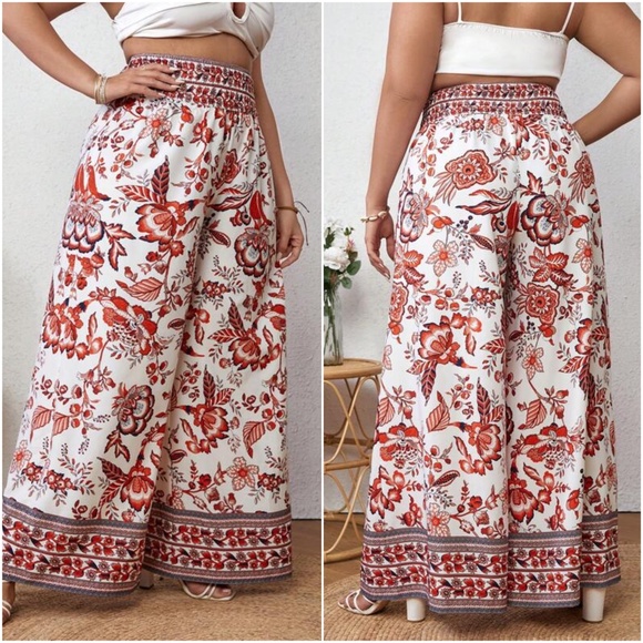 Plus Floral Print Wide leg Palazzo Pants - Picture 6 of 6